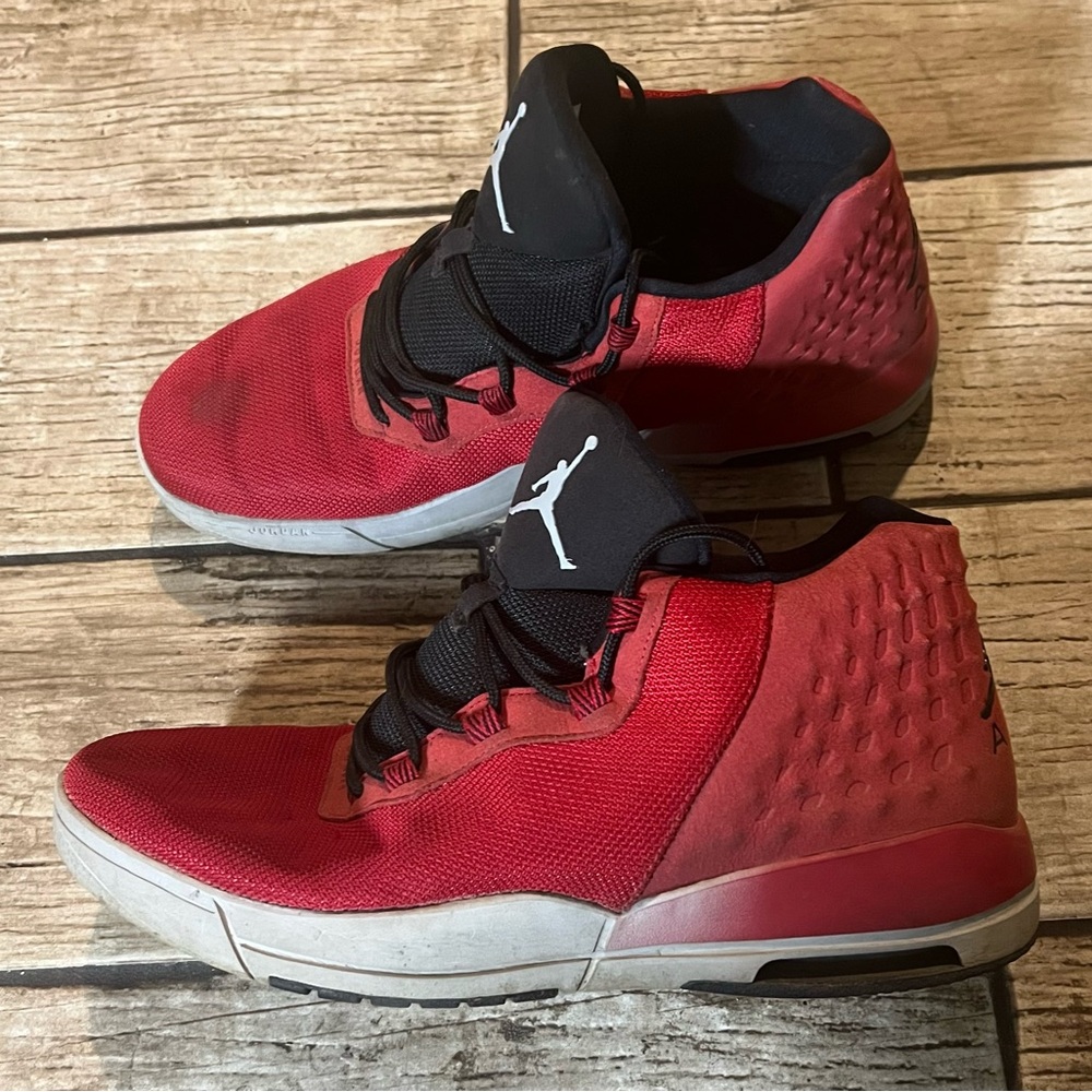 Jordan Red and Black High-Top Sneakers 10.5